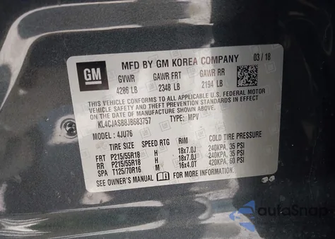 2018 Buick Encore Preferred из США, поврежденный, VIN KL4CJASB8JB683757